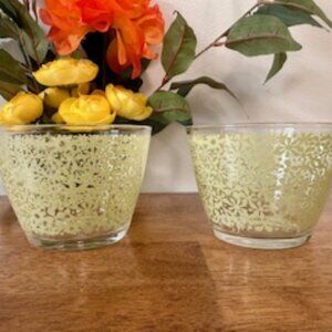Vintage IKEA Yellow Floral Glass‎ Bowls – Mid-Century Modern Style Pair